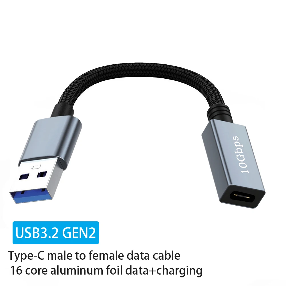 

Double Sided 10Gbps Data With Chip, USB 3.2 Connection Cable, USB Public To Type-C Female Adapter Cable, Gen2