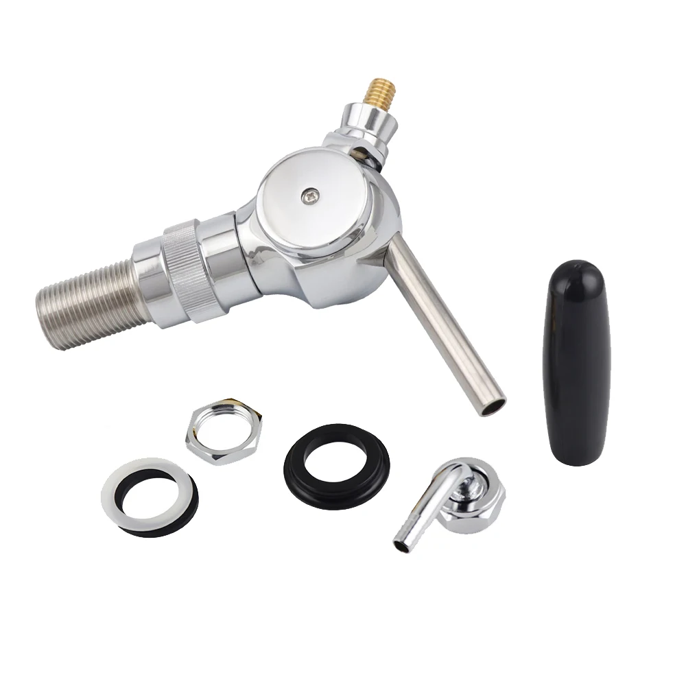 Belgian Beer Tap Faucet, G5/8 thread shank & Keg Flowing Control Ball Home Brewing Silver Draft Beer Tap Beer Soda Kit