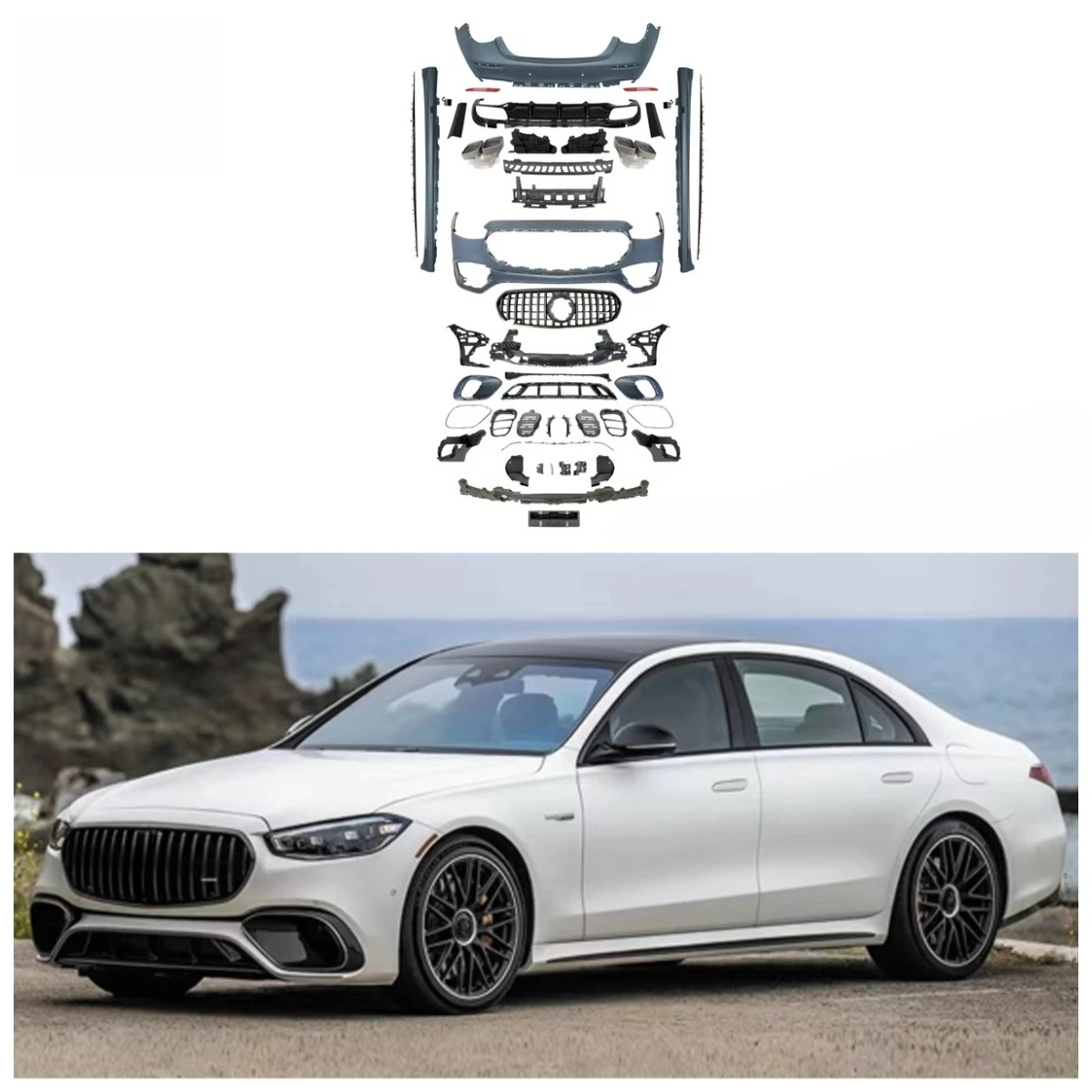 

S63 Style Car Parts Auto Front Bumper Rear Diffuser Grille Body Kit for W223 Normal 2021-2023