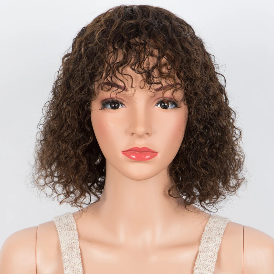 Sleek Short Human Hair Wigs For Women P1b/30 Highlight Colored jerry Curl Pixie Cut Wigs 100% Real Curly Brazilian Hair Wigs