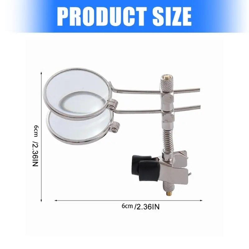 Clip On Magnifier Glass Lens Tool with Metal Adjustable Frame for Watch Circuit Board Repair and Detail Inspection Work D2RD