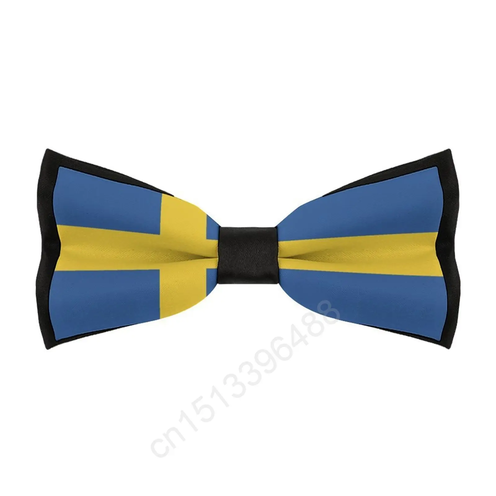 New Polyester Sweden Flag Bowtie for Men Fashion Casual Men's Bow Ties Cravat Neckwear For Wedding Party Suits Tie