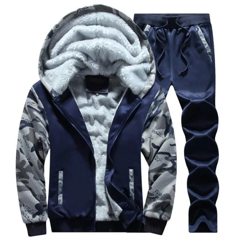 Tracksuit Men Fashion Winter Mens Warm Set Fleece Track Suits Tracksuit Men Clothing Male Sets Big Size 5XL