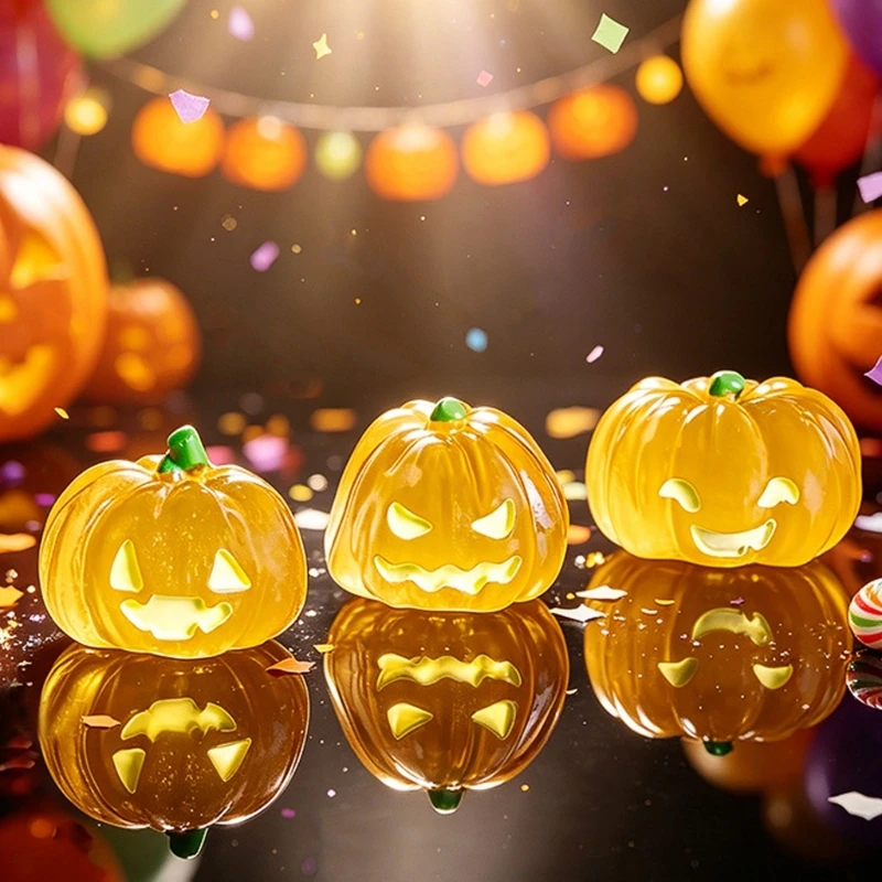 Halloween Pumpkin Figurines for Table Displays, Set of 8 Smooth Miniatures with Varied Pumpkin Look, a Light-Absorbing 3XUF