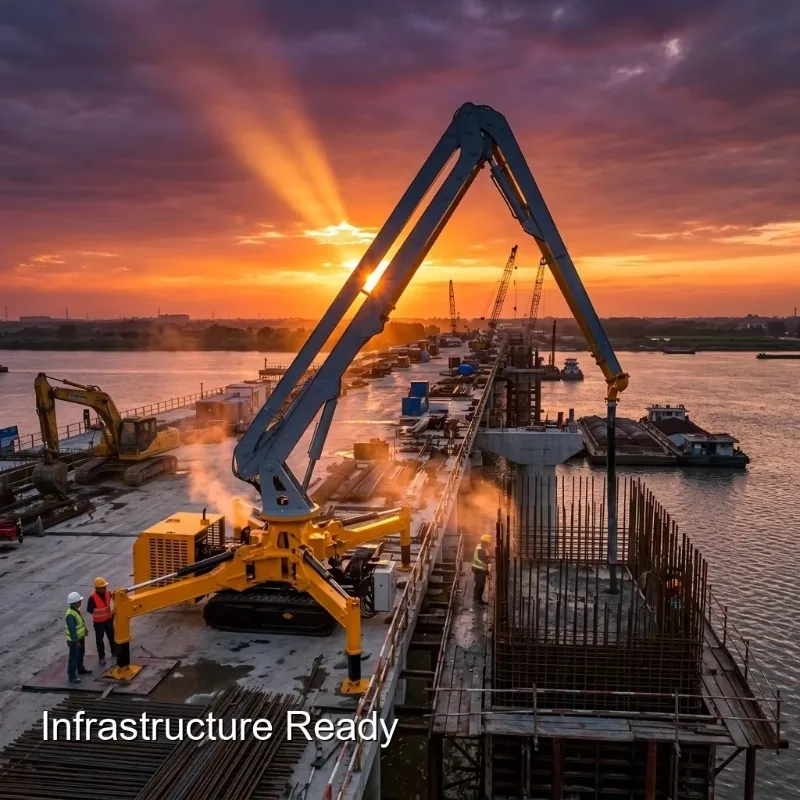 Customized Spider Concrete Placing Boom Equipment Offers Superior Stabilization