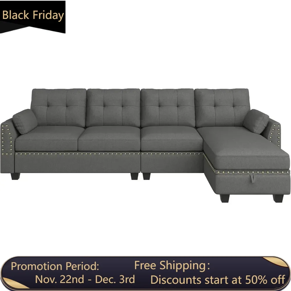 L-shaped reversible combination 4-person sofa, 50 