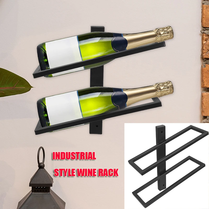 

Wall Mounted Wine Rack Wall-mounted Wrought Iron Storage Industrial Style Metal Holder Iron Industrial Decorative for Kitchen