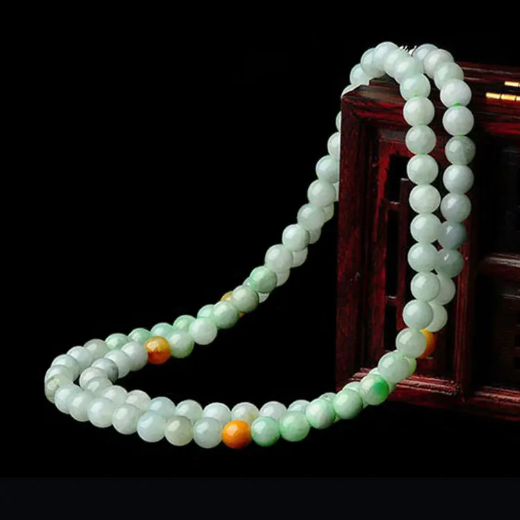 

Grade A Myanmar Jadeite Beaded Jade Necklace Women Healing Gemstone Jewelry Genuine Burma Jade Mom Chain Round Bead Necklaces