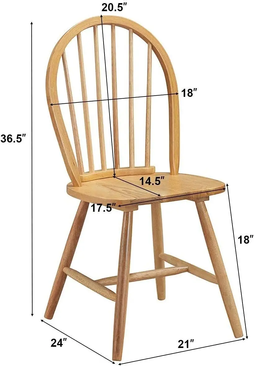 18-Zoll-Esszimmerstühle aus Holz, 2er-Set, geringelter Gummibaumholz-Sitzstuhl mit hoher Rückenlehne für Küche, Wohnzimmer, Bauernhof