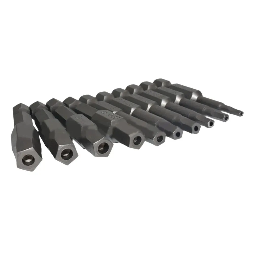 10Pcs Pentagonal Screwdriver Bit With Hole 1/4'' Hex 50mm Wrench Magnetic Socket Electric Wind Drill Head H 2.15 3.15 6.35 7.55
