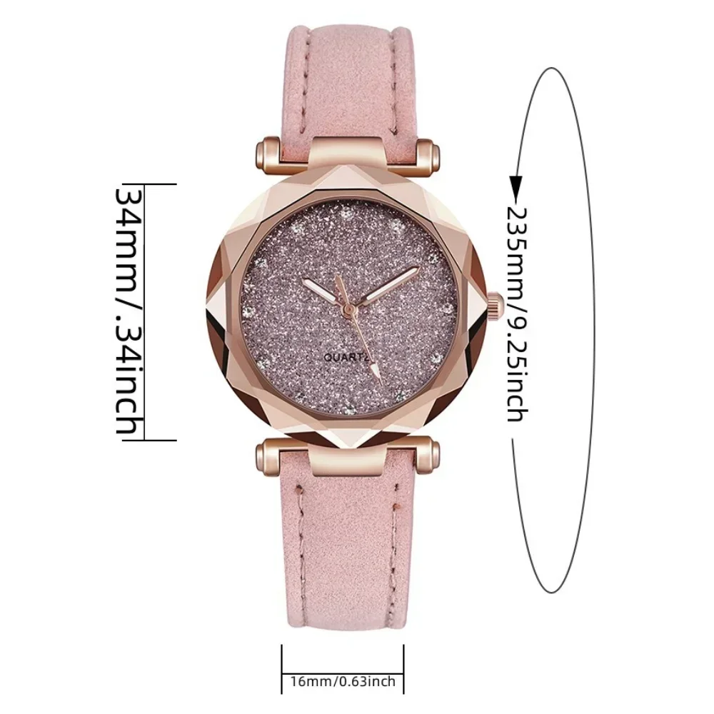 Ronde Gezicht Strass Star Sky Zilver Roze Vrouwen Voor Horloge Vrije Tijd Mode Trend Frosted Riem Vintage Black Quartz Polshorloge