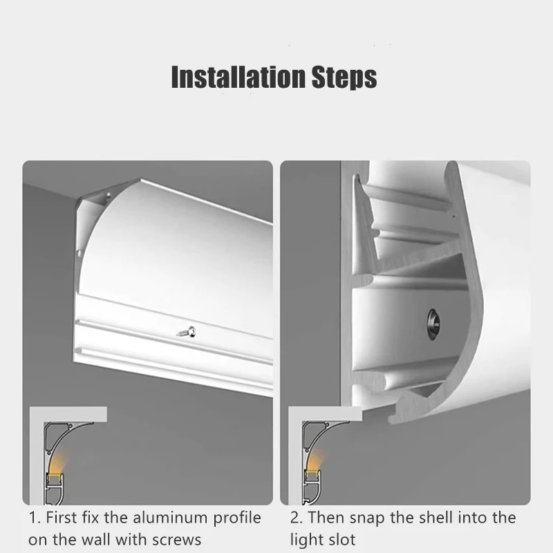 0.5m/1m Top Corner Line Lamp Free Ceiling LED Aluminum Profile Surface Mounted Wall Washer Gypsum Channel Linear Bar Strip Light