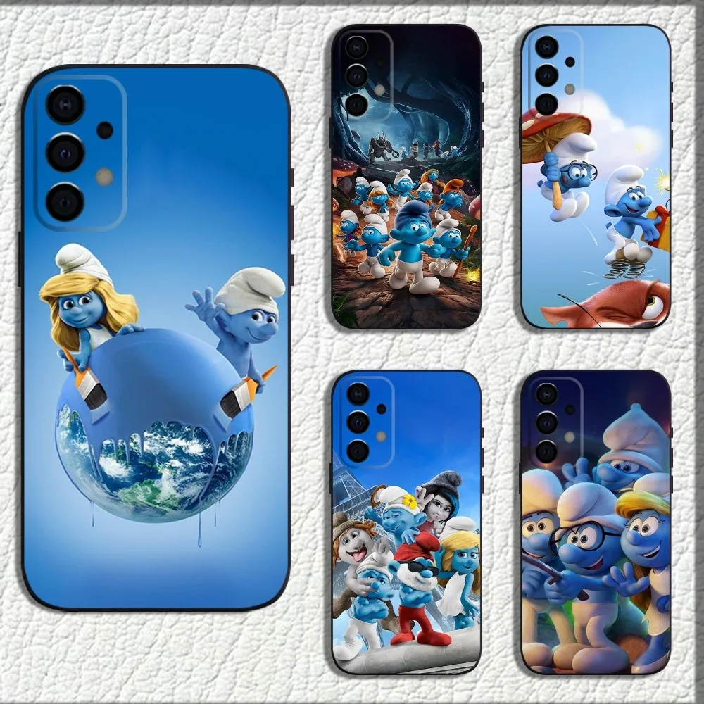 Anime Cartoon S-Smurfs Phone Case For Samsung Galaxy A13,A21s,A22,A31,A32,A52,A53,A71,A80,A91 Soft Black Shell