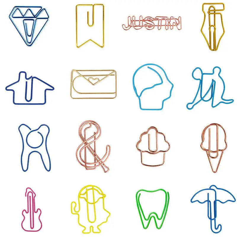 Klip kertas berbentuk lucu 30 buah klip kertas Mini kreatif Set bentuk hewan atau pesawat hadiah sekolah acak untuk guru rekan kerja