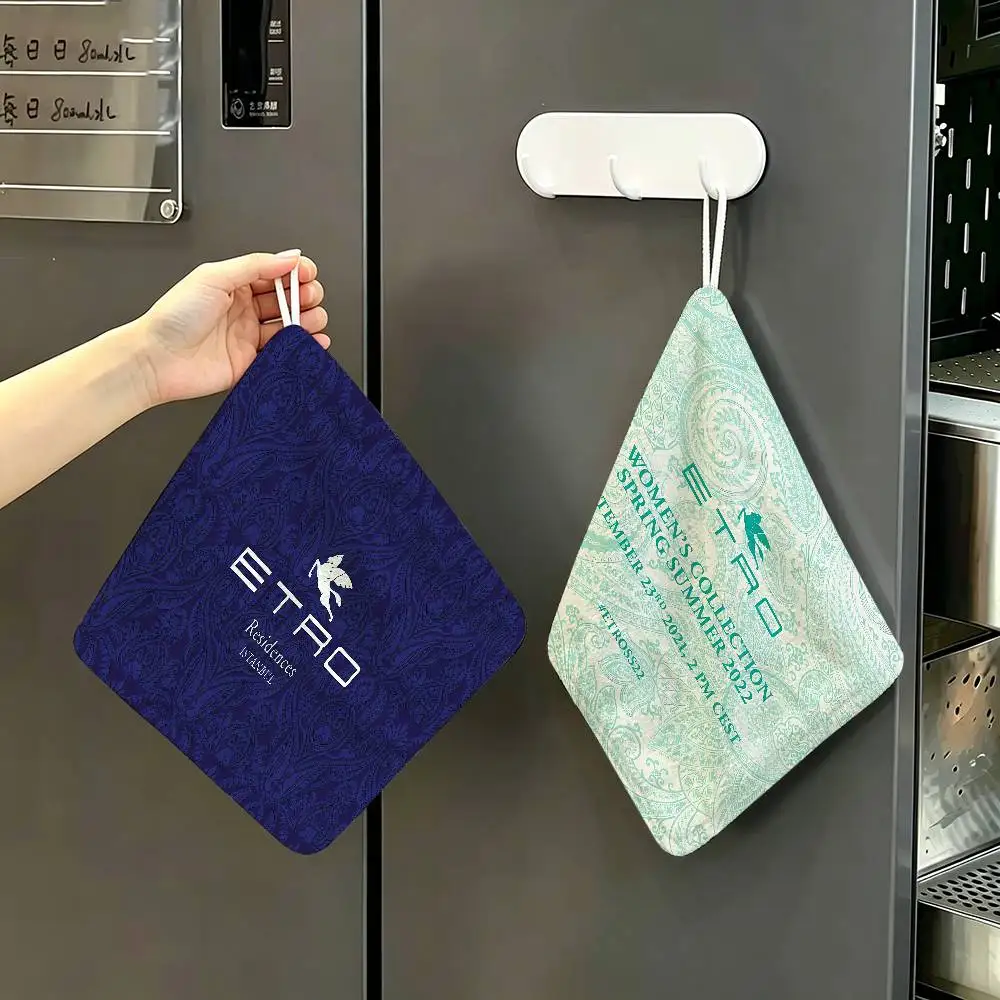 Brand E-Etro Fashion Luxury Soft Polyester Cotton Towel, Hanging Kitchen Style Hand Wiping Cloth For Restaurant Home