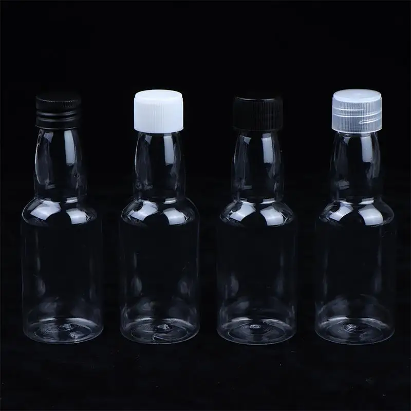 10Pcs 50ML Portable Plastic Mini Liquor Bottle Juice Bottles Reusable Drink Container For Favors Weddings Parties Favors
