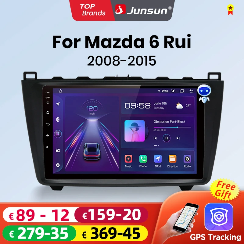 Junsunun CarPlay Android Auto Car Radio for Mazda 6 Rui GH 2008-2015 GPS Intelligent Systems tereo Multimedia Car Radio