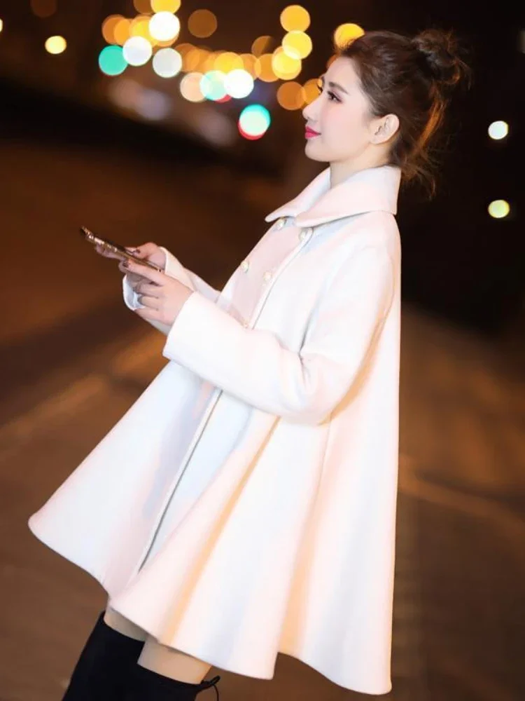 Autumn Winter Plus Size Women Coat Woolen Cloth Cloak Loose Overcoat Female High Quality 2024 Manteau Femme Hiver Oversize Q323