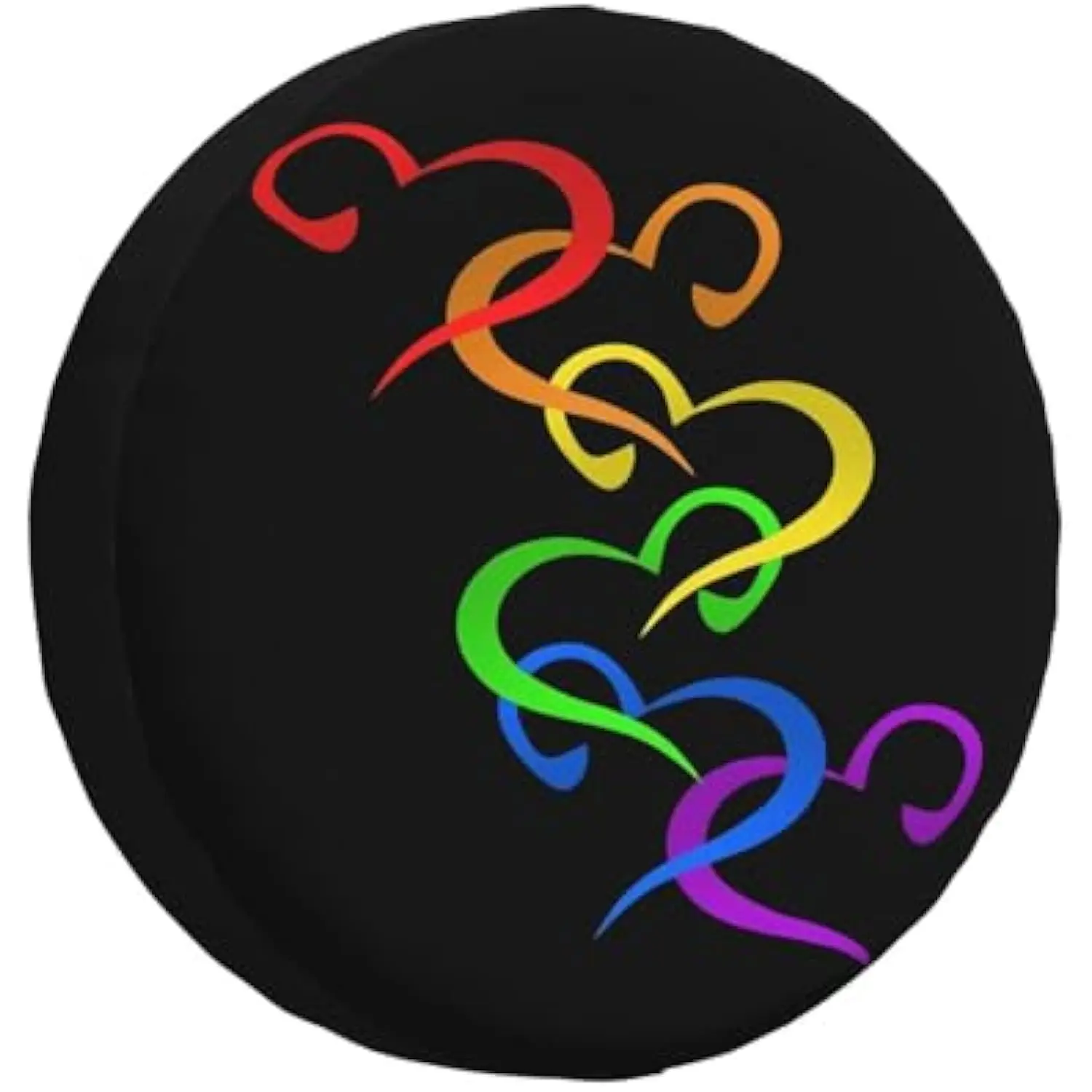 

Чехол для запасного колеса с радужными сердцами в стиле ЛГБТ, прочный виниловый чехол для внедорожников и прицепов