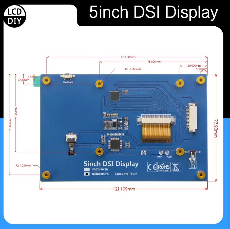 4.3inch or  5inch IPS Touch MIPI DSI  LCD For Radioberry V2.0 Software Defined Radio Devices Raspberry