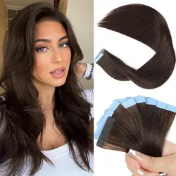 Vsr 24Inch Tape In hair extensions human hair Full Head Natural Black Straight 20Pcs Blue Glue Tape Hair Extensions For Women