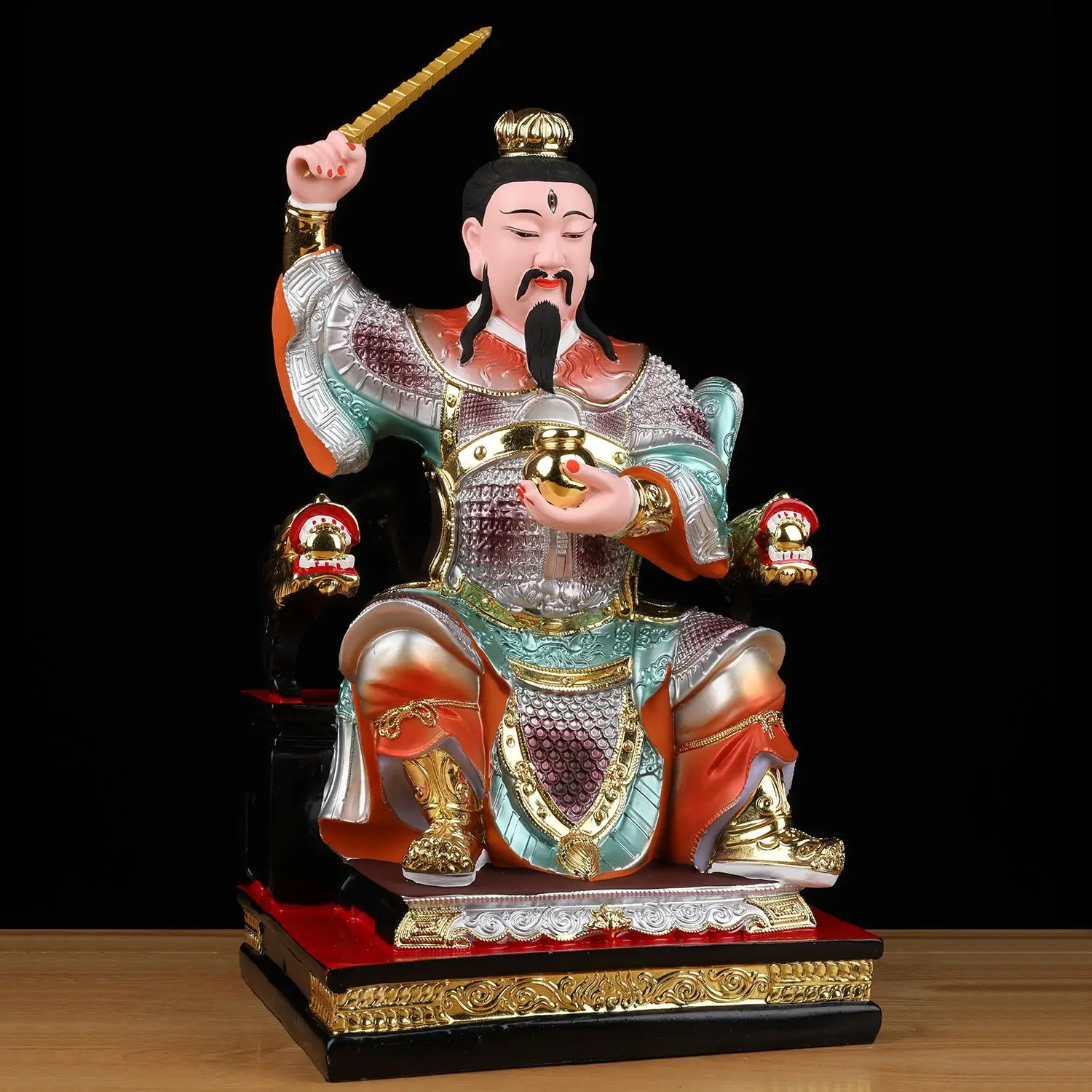 Nine Heavens Ying Yuan Thunder Sound Universal Heavenly Buddha Statue, Resin Offering Ornament