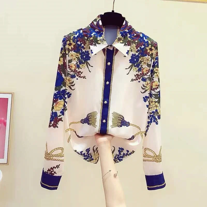 FANIECES Fashion Long Sleeve Chiffon Blouse Office Lady Elegant Blusas Runway Shirt Casual Turn Down Collar Tops Clothes 6190