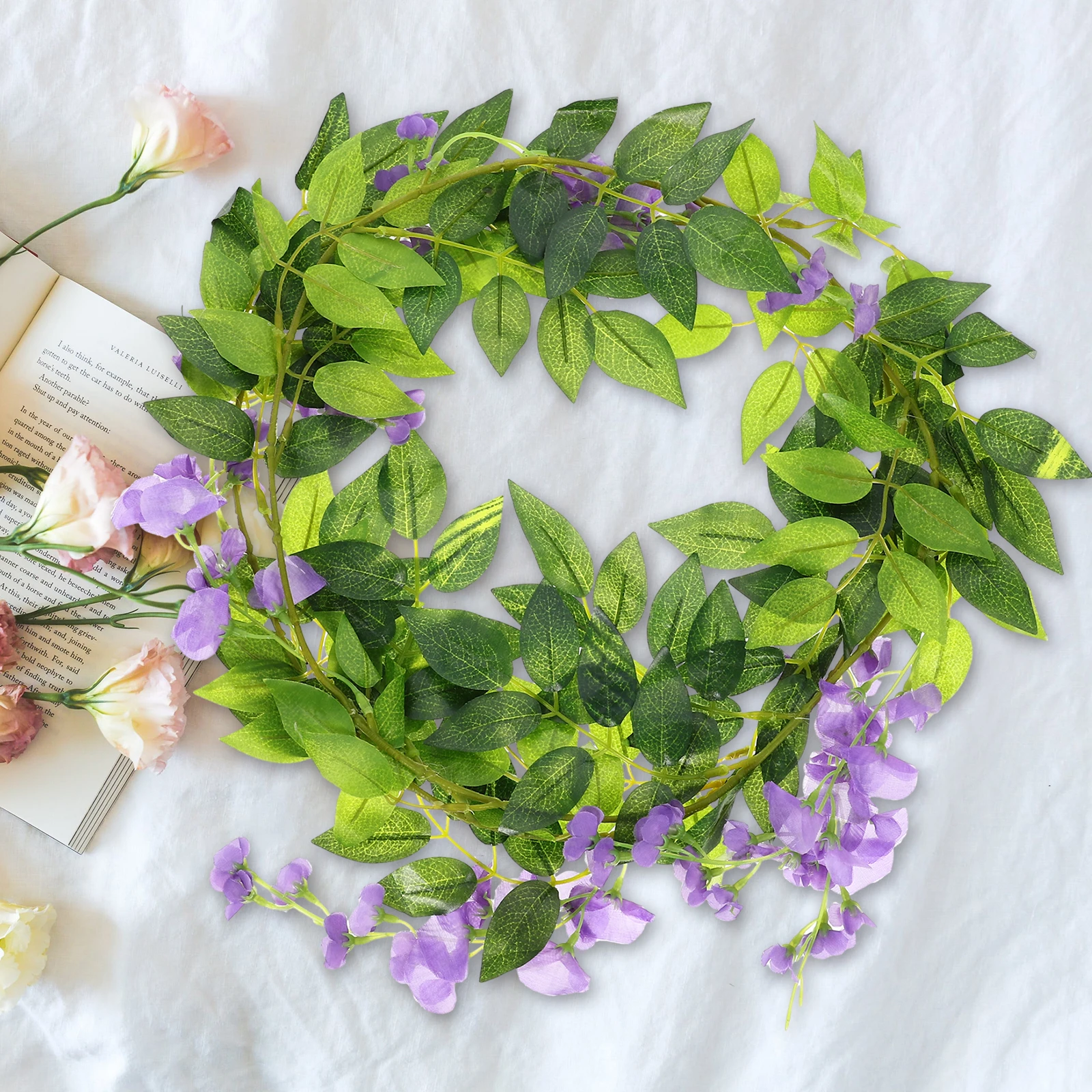 

Artificial Wisteria Hanging Vine s Silk Fake Artificial Wisteria Vine Flowers Wall Decor Wedding Decoration Blue Color