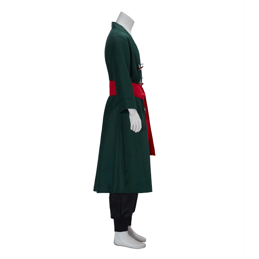 Anime Roronoa Cosplay Zoro Costume Uniform Green Coat Belt Pants Head Scarf Full Set Adult Men Halloween Carnival Suit