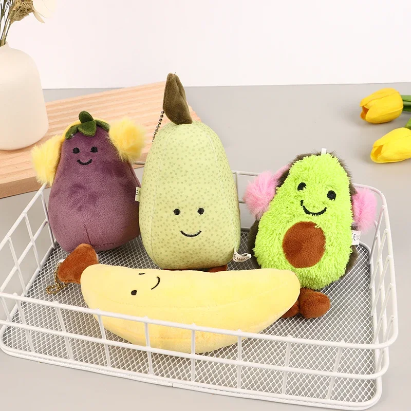 Bonito dos desenhos animados fruta boneca brinquedo chaveiro pingente mochila chaveiro ornamento acessórios presente de natal