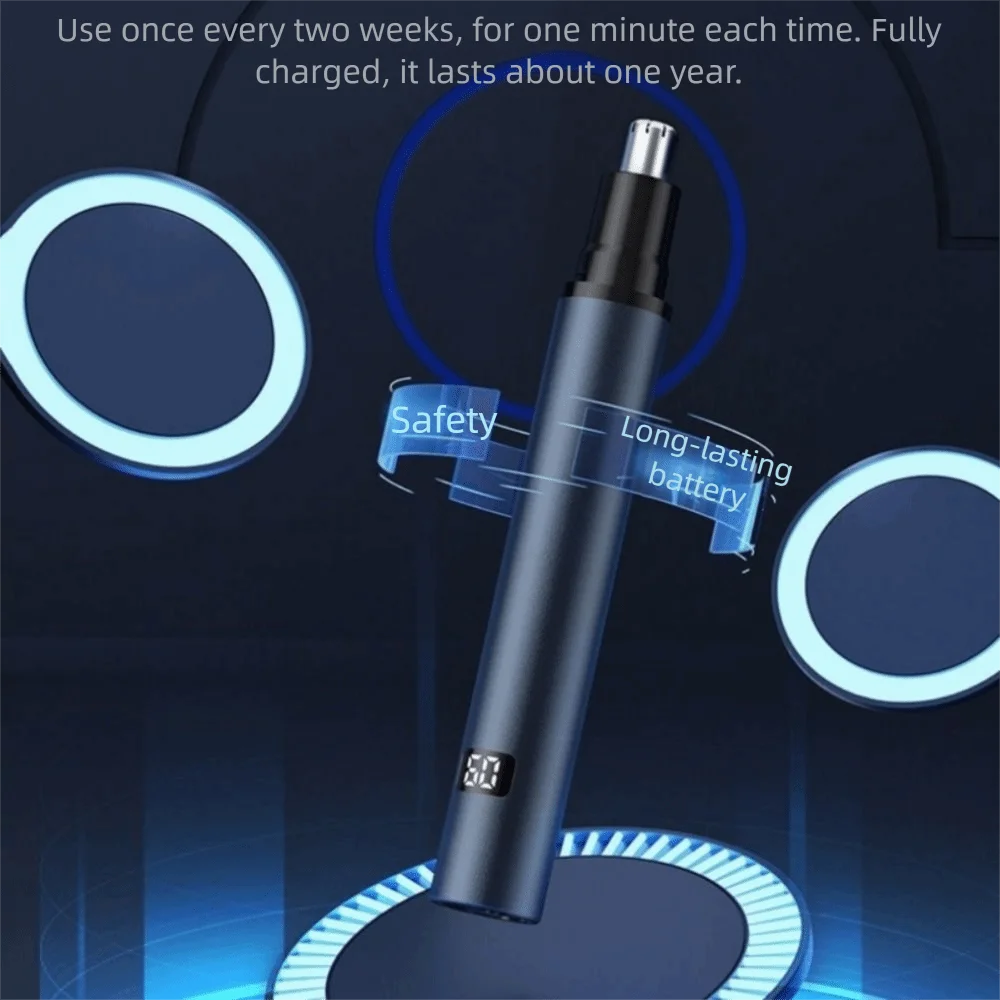 USB Rechargeable Electric Nose Hair Trimmers Digital Display Painless Trimming Ear Hair Trimmer Safety Waterproof