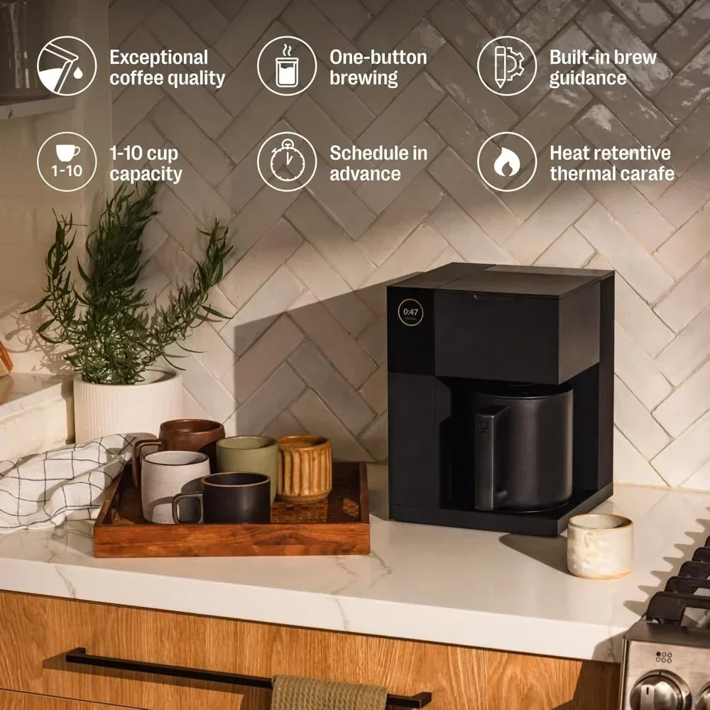 Built-In Brewing Guidance, Scheduling, Removable Water Tan.Aiden Precision Coffee Maker - 10-Cup Thermal Carafe