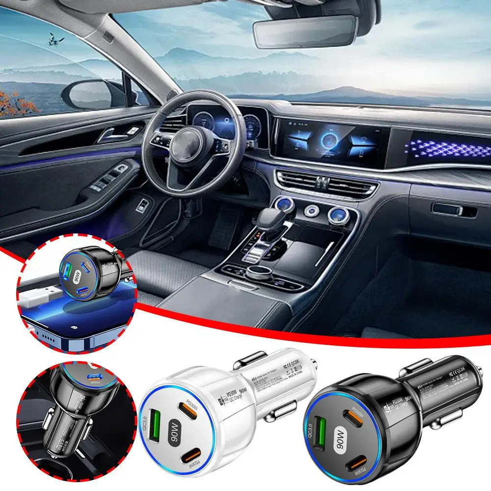 

3 In 1 Car Charger Fast Charging Calling Music Playback Phone Automotive Interior Chargers Quick Accessories Adapter F8Q7