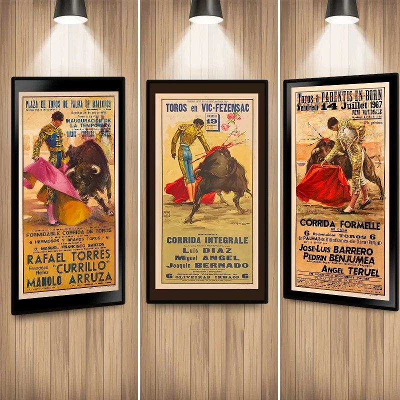 Póster Vintage de toreo español Toros En Palma, Matador completo de toreo, pintura en lienzo, arte de pared para decoración del hogar y habitación