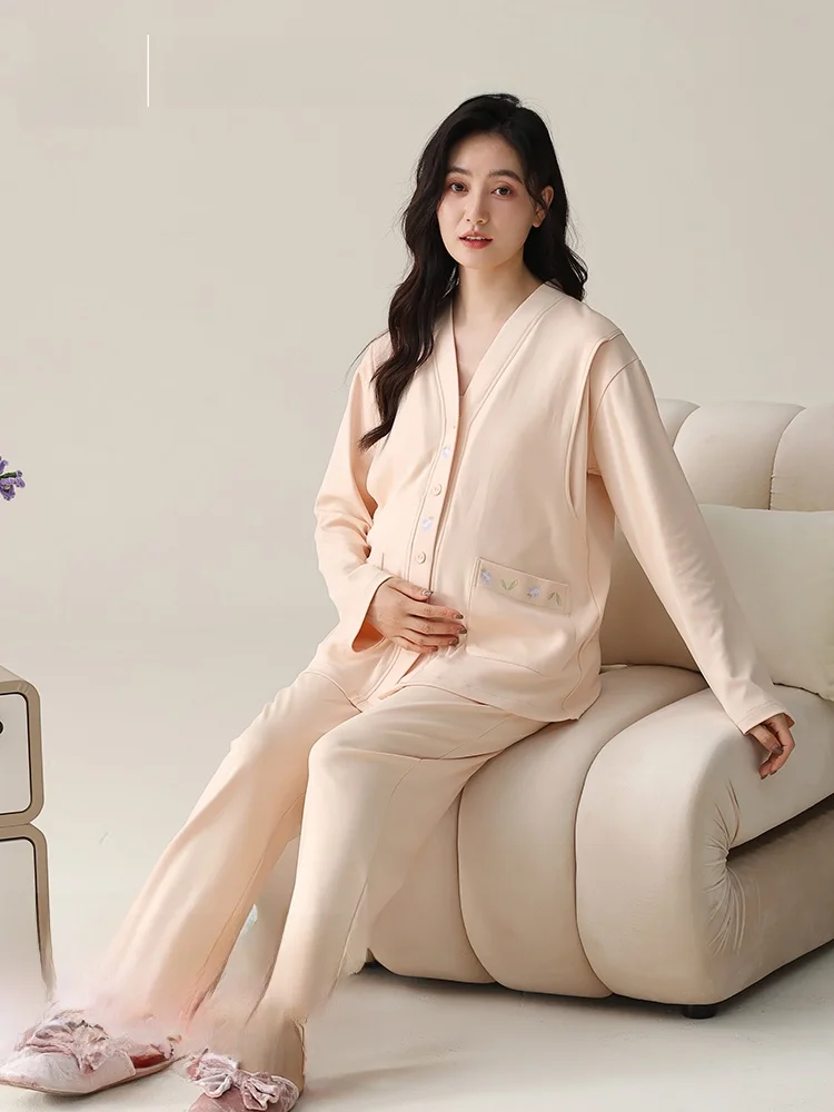 ensemble-de-vetements-de-maternite-100-coton-pur-pour-l'allaitement-et-la-post-partum-avec-coussinets-de-poitrine-–-nouvelle-collection-printemps-automne-2026