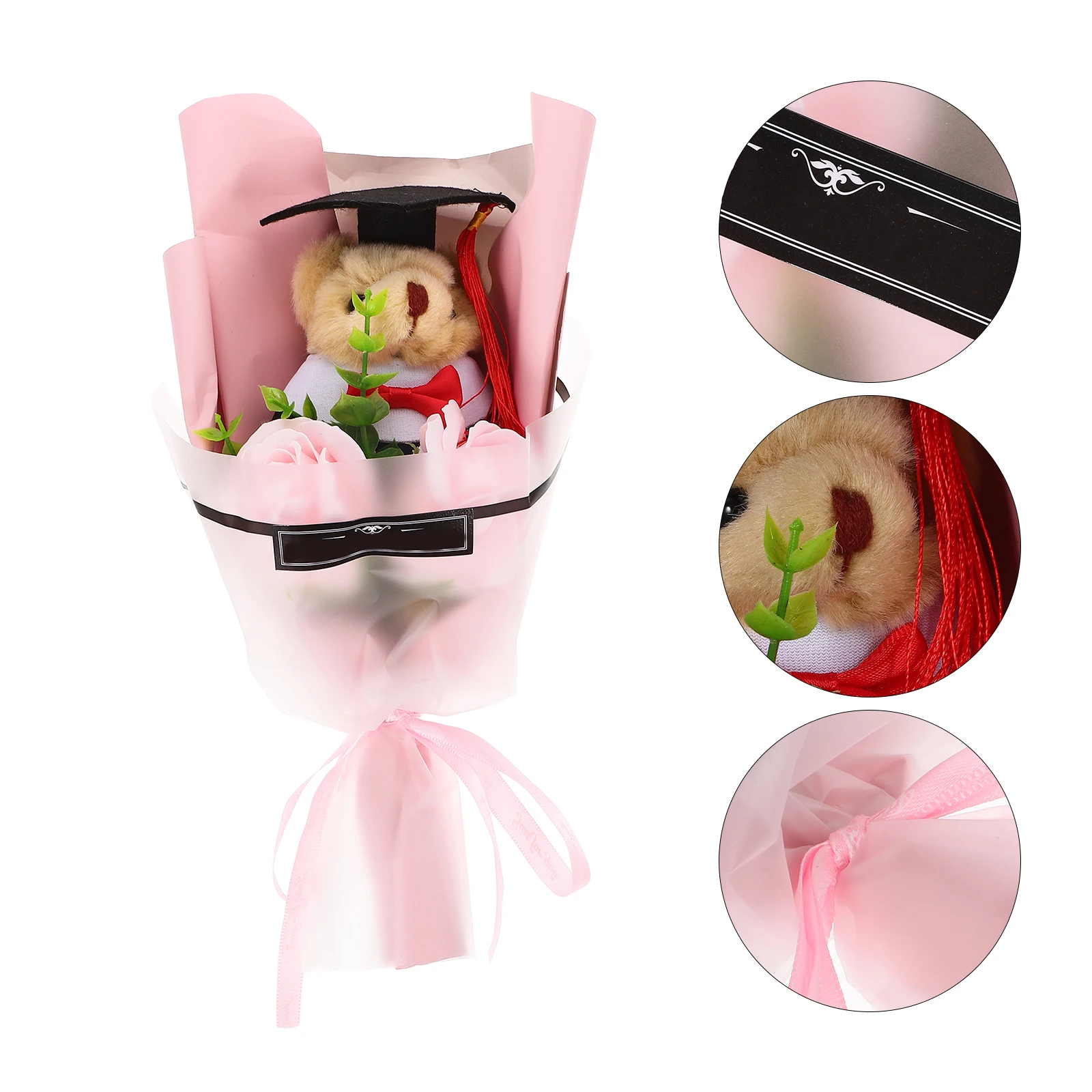 Bouquet di orsi di laurea Animali di peluche Fiori artificiali Regali per bambini in carta