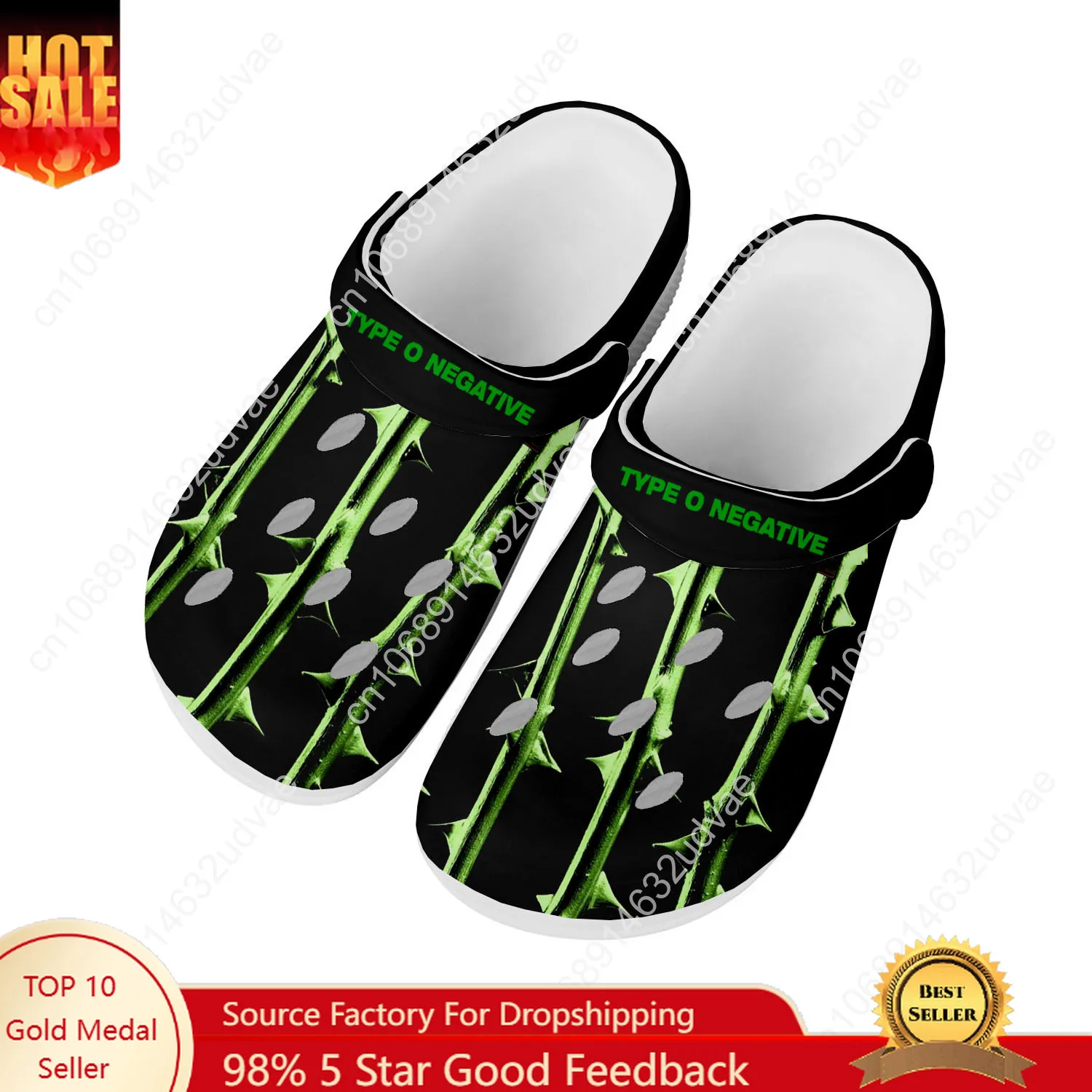 

Type O Negative Water Shoes Mens Womens High Quality Fashion Home Garden Clogs Customizd Sandals Beach Breathable Hole Slippers