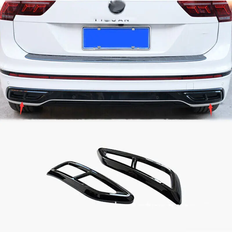 

2pcs Black Car Rear Exhaust Muffler Exhaust Pipe Cover Trim Sticker Fit For Volkswagen Tiguan L 2020 2021 2022 Auto Accessories