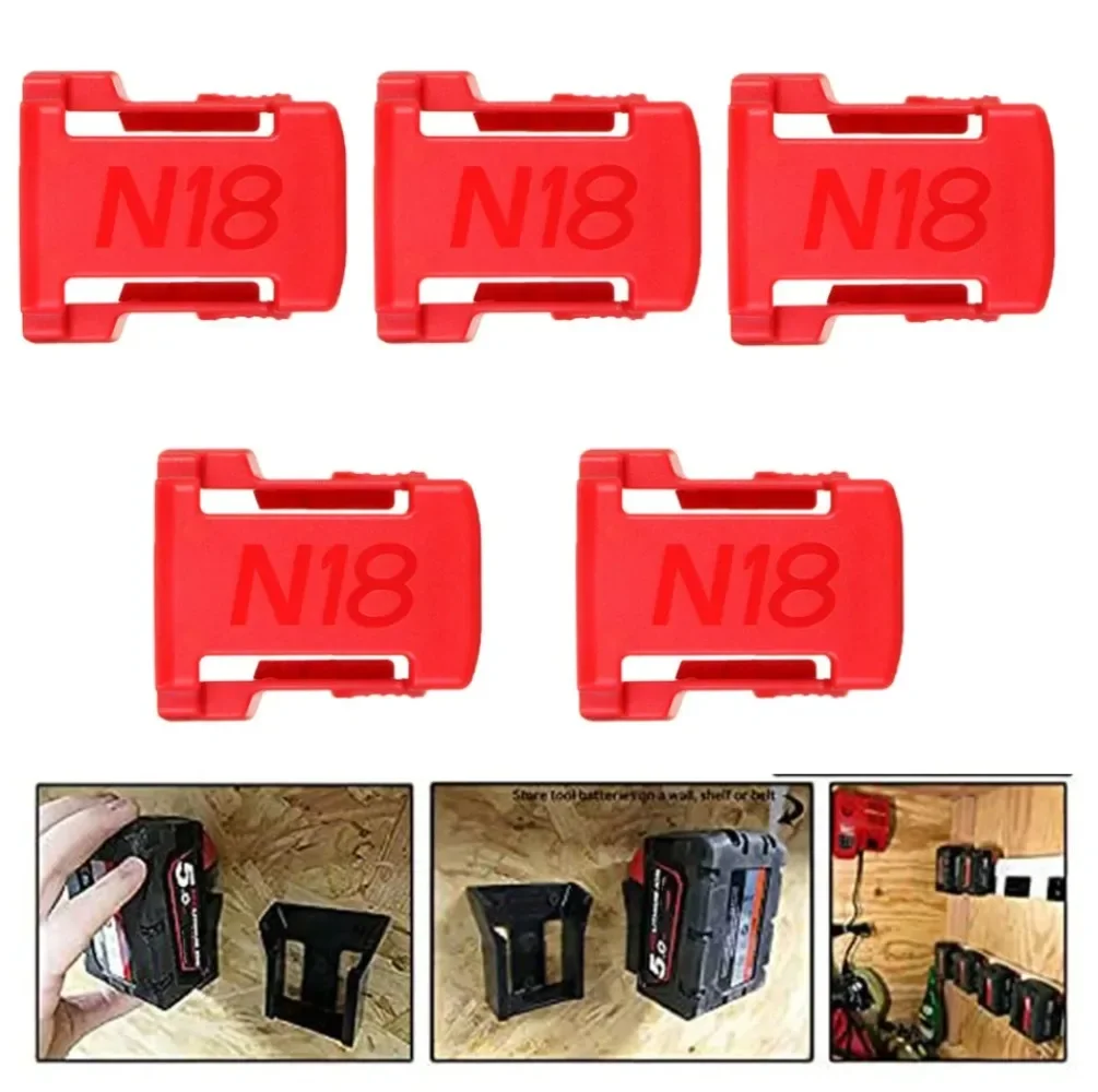 5PCS Battery Holder Dock for Milwaukee Battery Mount Dock Holder 18V Mount Holder Cover Dock Clip