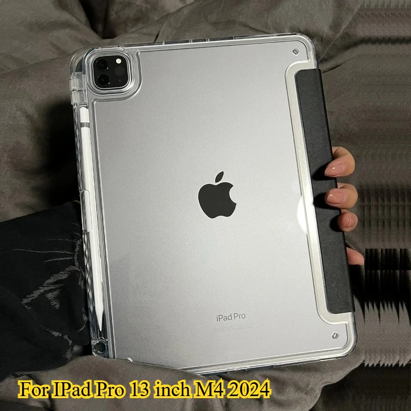 

HD Crystal Clear Back Case для APPLE IPad Pro 13 12,9 11 M4 11th A16 10th 10.9 Air7 6/5/4 11 13 M3 2025 с крышкой-держателем для карандашей