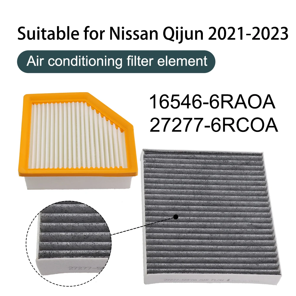 1pc Air Filter And Cabin Air Filter Black White Plastic Fits For Nissan For Rogue 2021-2023 16546-6RA0A 27277-6RC0A Wear Parts