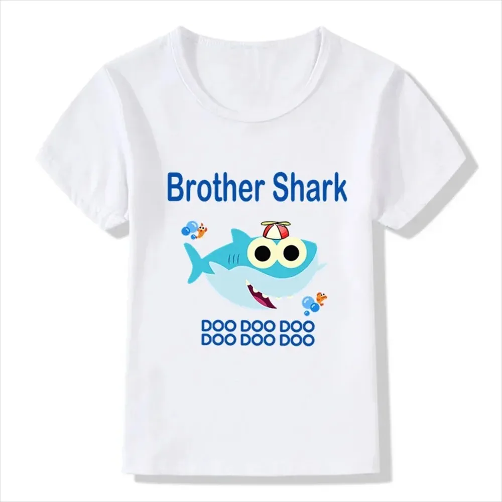 Shark Theme T-shirt Birthday Kids Funny Party Look Clothes Father Mother Daughter Son girls boys Family Matching Outfits tees