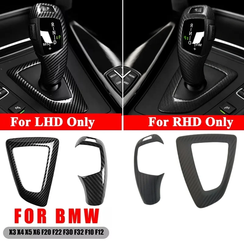 Image of 2IN1 ABS Schaltknauf Panel Abdeckung Trim Rahmen Carbon Faser Textur Für BMW 1 2 3 4 serie F20 F21 F22 F23 F30 F31 F32 F36 F34