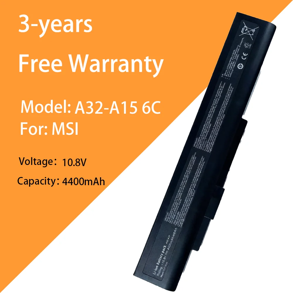 

10.8V 6cells Laptop Battery A32-A15 6C for MSI A32-A15 A42-A15 C41-A15 CR640 CX640 6C