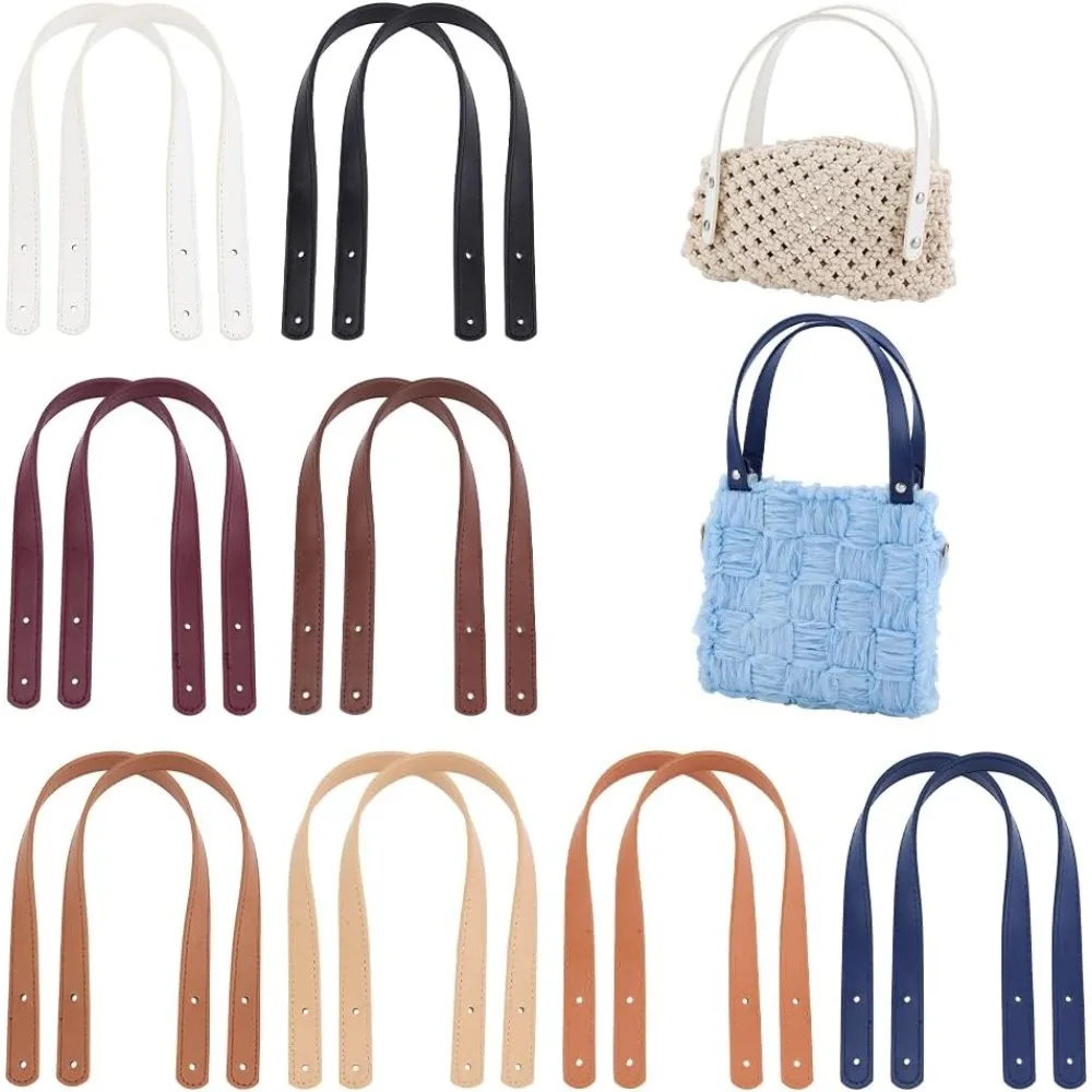 

16pcs 17.7 inch PU Leather Purse Straps Short Handbag Handles Strap 8 Colors Tote Bag Handle Strap with Iron Rivets for DIY