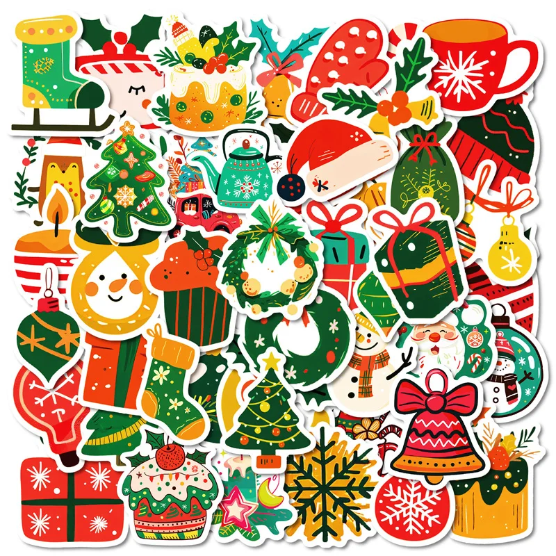 NEW 50PCS Christmas Series Stickers Cartoon Cute Style Creative Stickers Holiday Decoration Toys for Scrapbook Laptop Cups