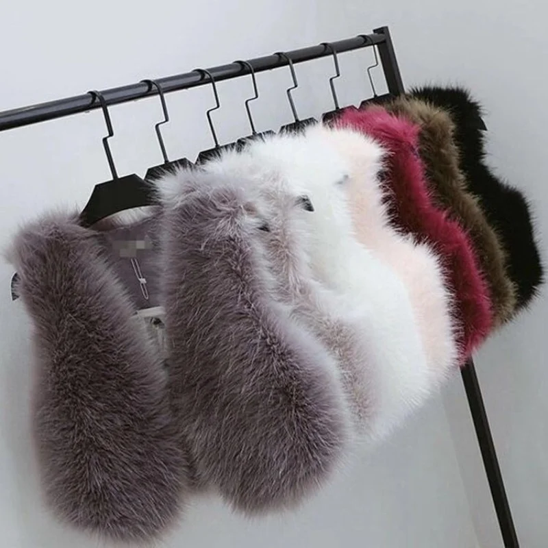 Frauen Herbst Winter Warm Verdicken Faux Fuchs Pelz Weste Fashion Solid Weiche Plüsch Ärmellose Oberbekleidung Damen Kurze V-ausschnitt Weste