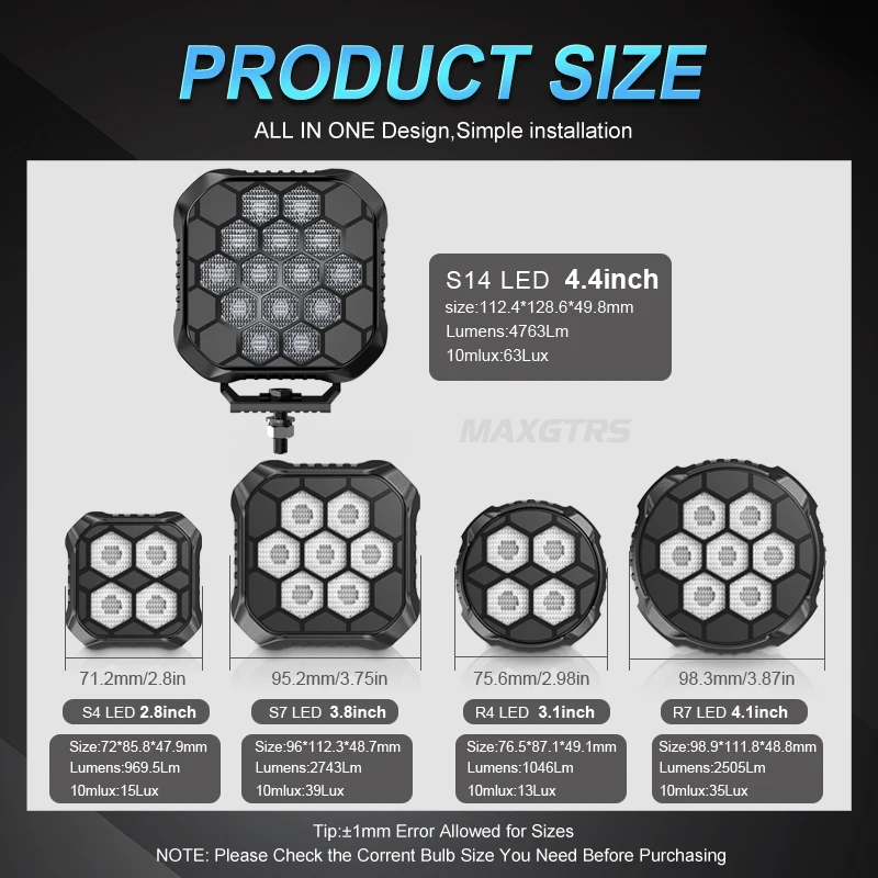 Auto Working Light Spotlight 4.4inch 81W LED Work Light Bar Sport Combo Lamp Offroad Driving Truck White Universal Headlight