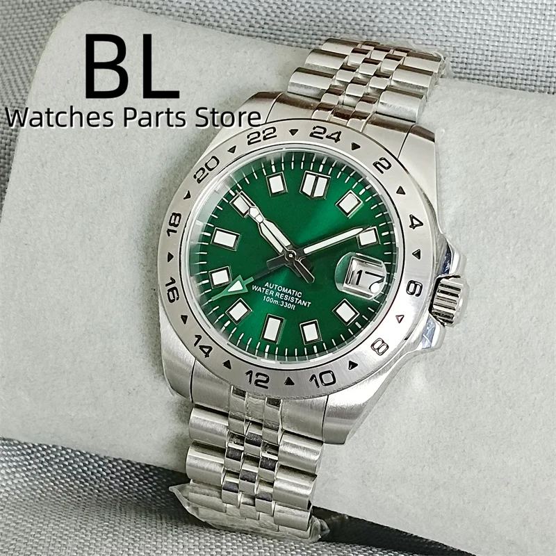 BLIGER GMT 시계, 방수 사파이어 유리, 블랙 블루 그린 다이얼, C3 야광 스틸, 쥬빌리 Relogio Masculino, 40mm, 43mm, 10Bar