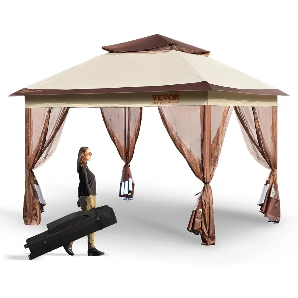 

11 x 11FT Gazebo, Pop up Gazebos for 8-10 Person with Mosquito Netting, and PU Coated 250D Oxford Cloth, Patio Umbrellas Tents